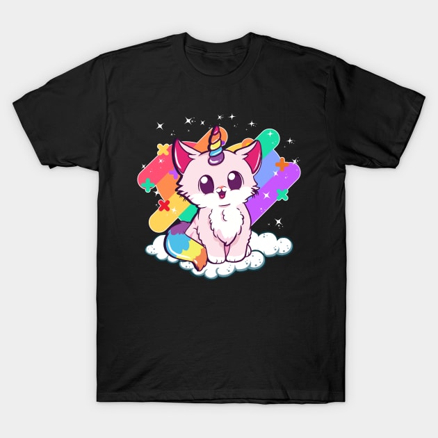 Cute Unicorn Cat Adorable Magical Rainbow Kitty T-Shirt by theperfectpresents